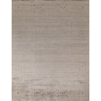 Beige Gabbeh Indian Area Rug Handmade Wool Carpet - 8'3"x 9'8"