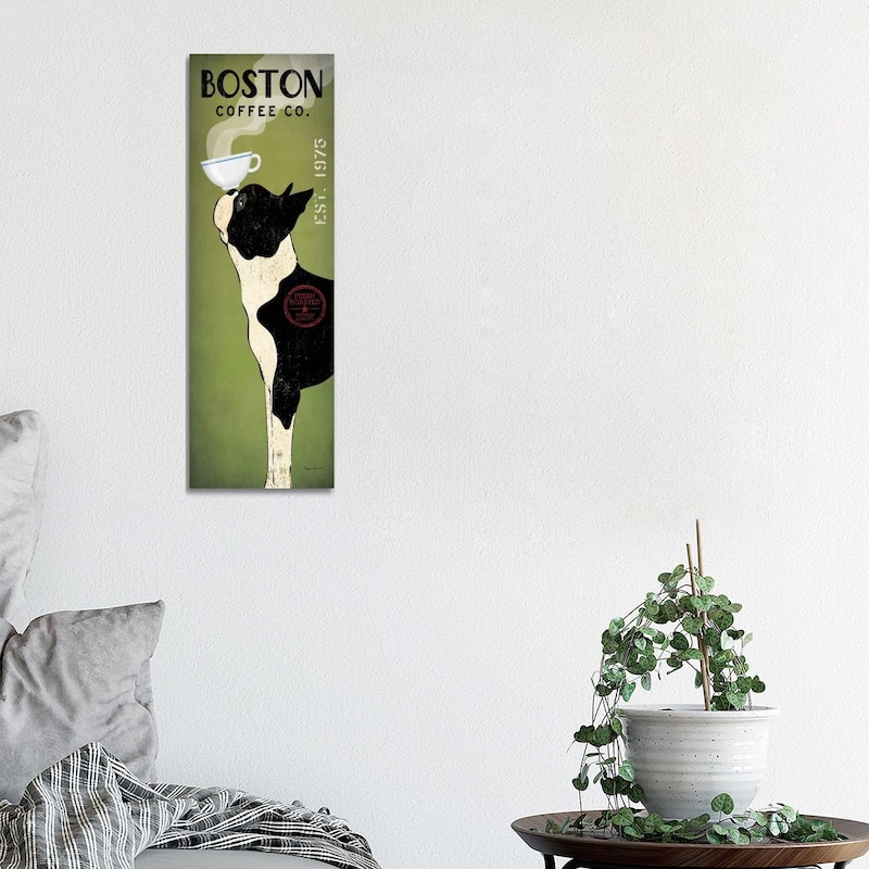 iCanvas "Boston Terrier Coffee Co." by Ryan Fowler Canvas Print - 36x12x1.5