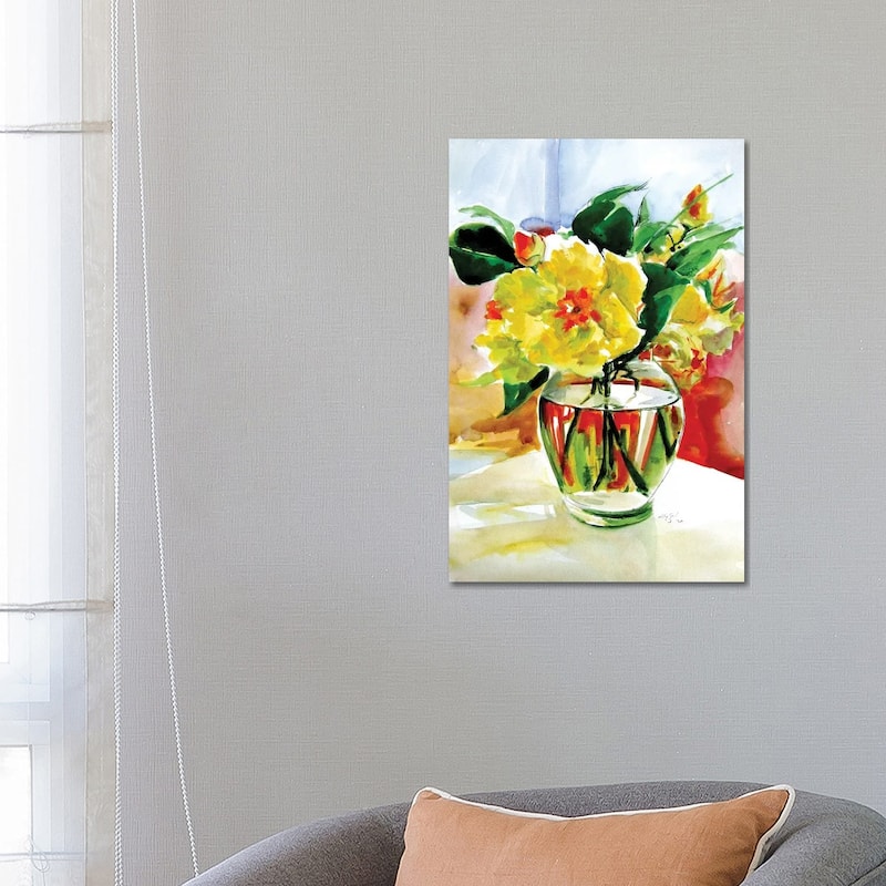 iCanvas "Still Life With Yellow Flowers" by Anna Brigitta Kovacs Canvas Print - 26x18x1.5