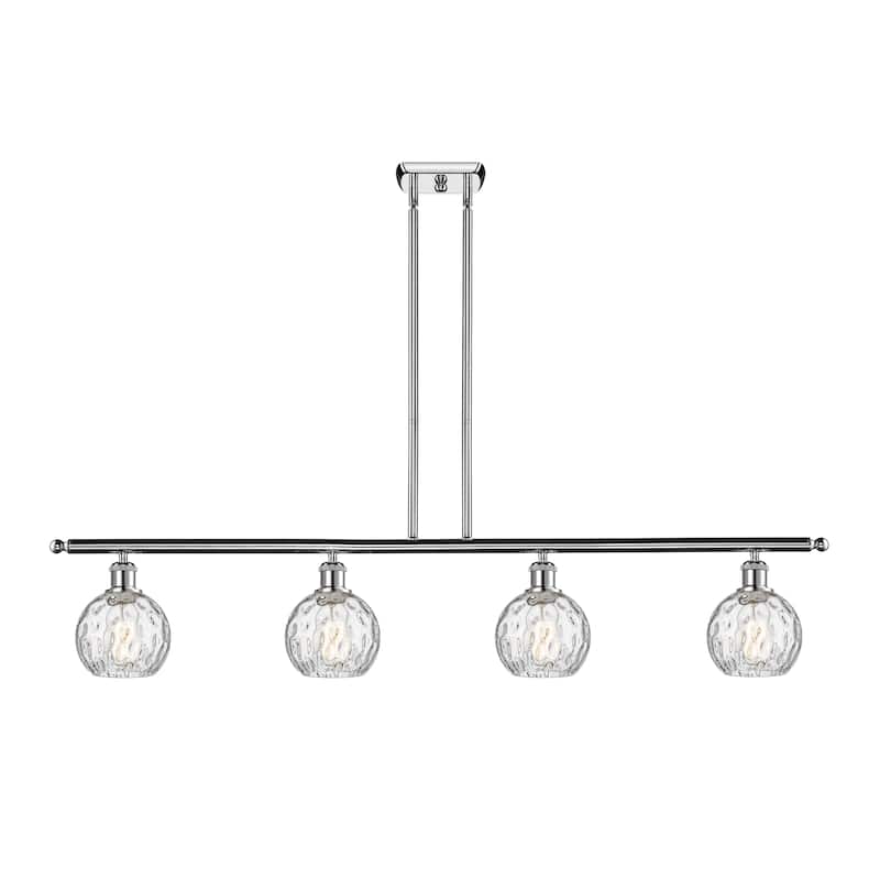 Innovations Lighting Athens Water Glass - 4 Light 46" Stem Hung Island Light - Clear Water Glass/Polished Chrome