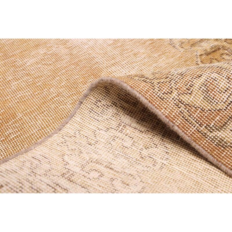 ECARPETGALLERY Hand-knotted Antalya Vintage Tan Wool Rug - 2'4 x 12'8