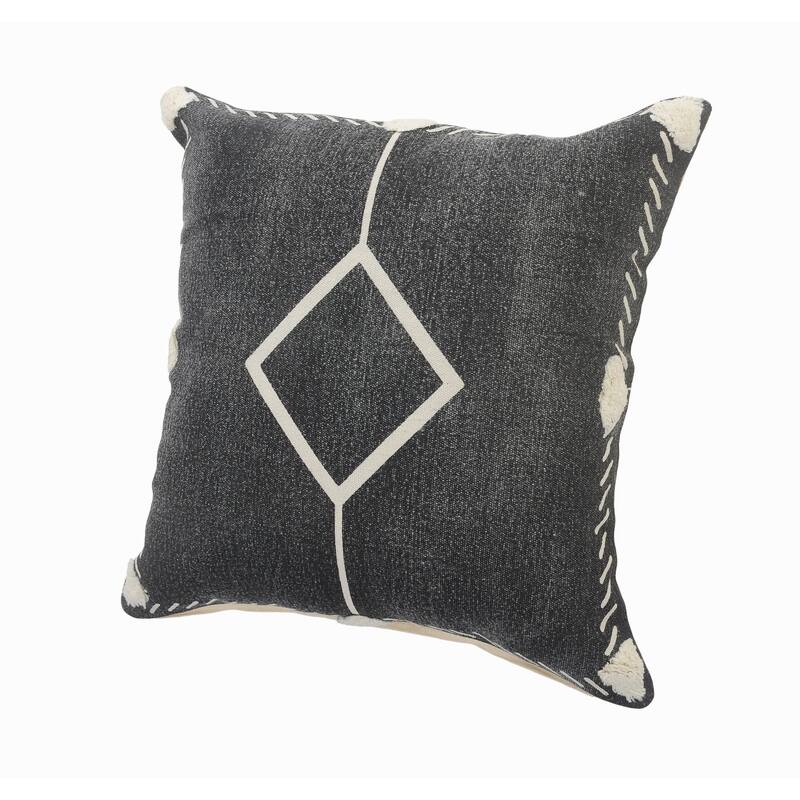 HomeRoots 20" X 20" White And Black 100% Cotton Geometric Zippered Pillow