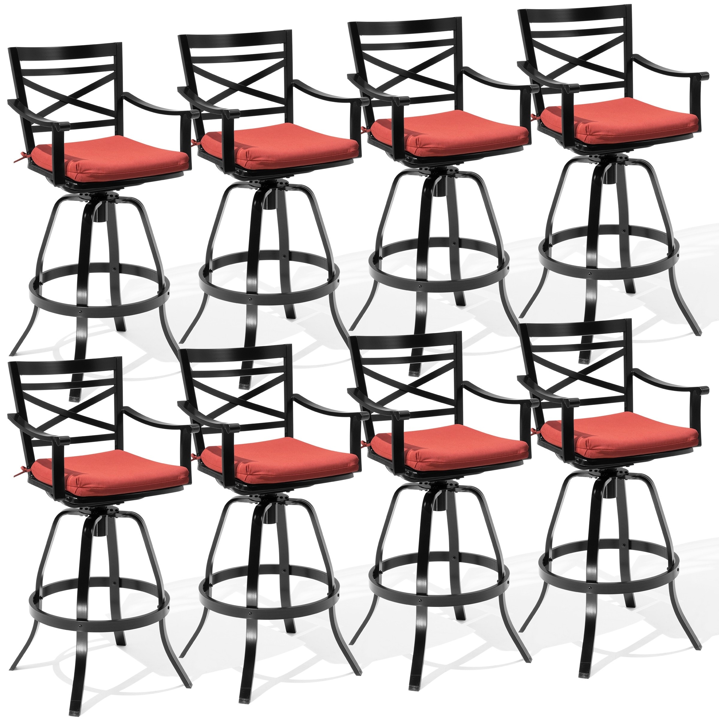 Outdoor Bar Stools Patio Cast Aluminum Swivel Barstools with Sunbrella Cushion