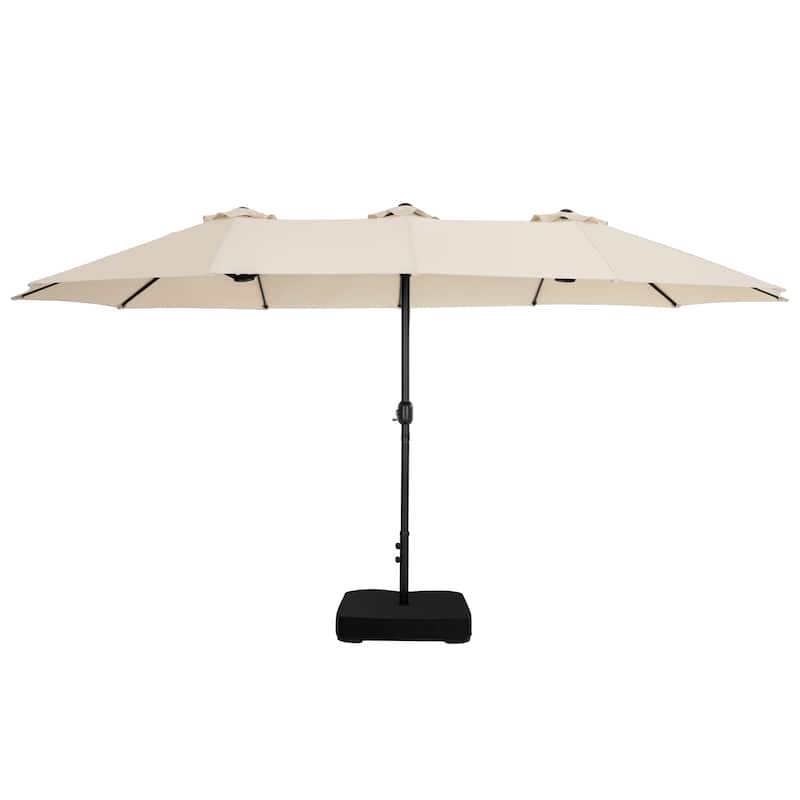 15FT Double-Sided Patio Umbrella with Umbrella Base and 2 Sandbags
