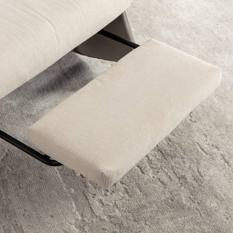 Corduroy Rocking Recliner Chair with Adjustable Back & Ottoman