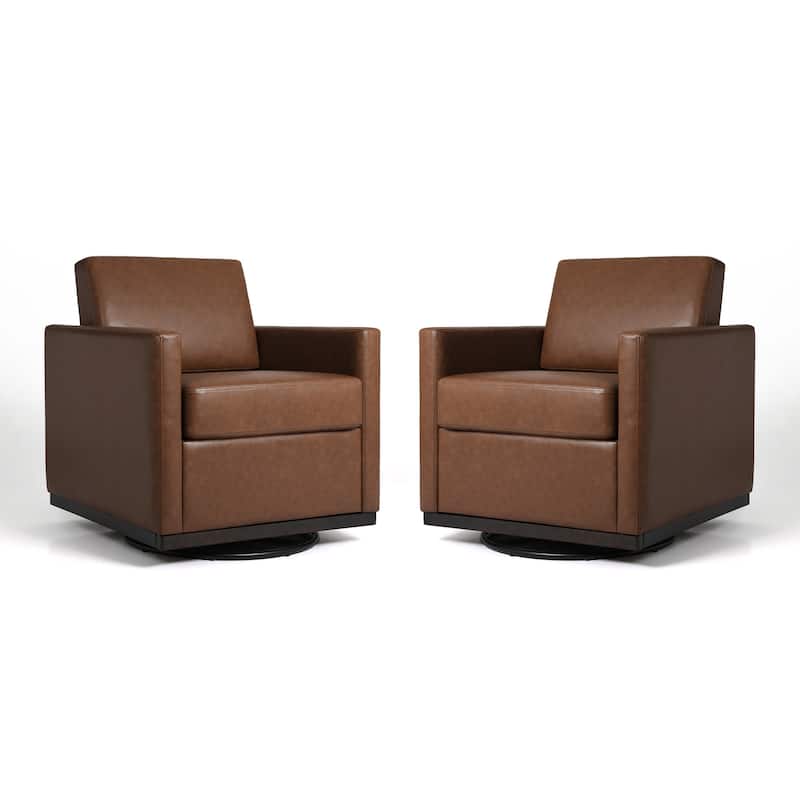 Set of 2 Modern Cozy Swivel Accent Chairs Upholstered Arm Chairs
