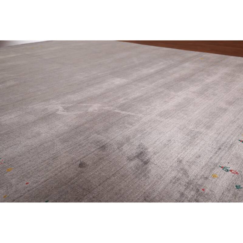 Gray Gabbeh Indian Area Rug Handmade Silk Carpet - 7'10"x 9'7"