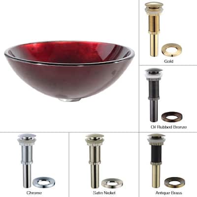 Kraus 16-1/2" Irruption Red Glass Vessel Bathroom Sink - Includes