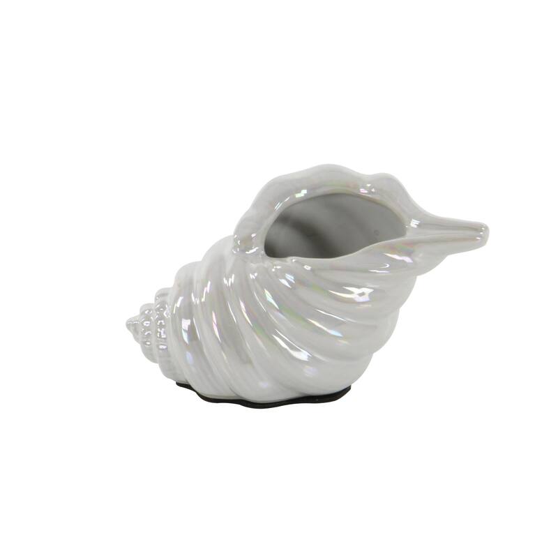 Silver, White or Multi Colored Porcelain Ceramic Shell Shell Decorative Sculpture (Set of 3)