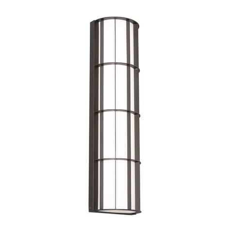 Broadway 30-inch Textured Bronze LED Outdoor Sconce, White Acrylic Shade