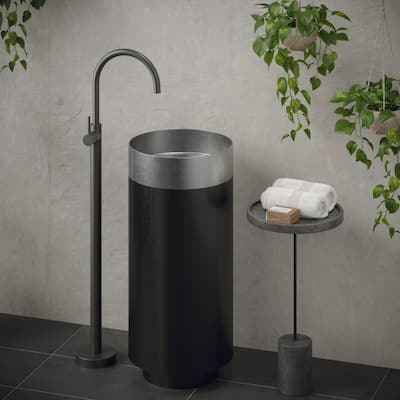 Karran Cinox Stainless Steel Round Pedestal Sink