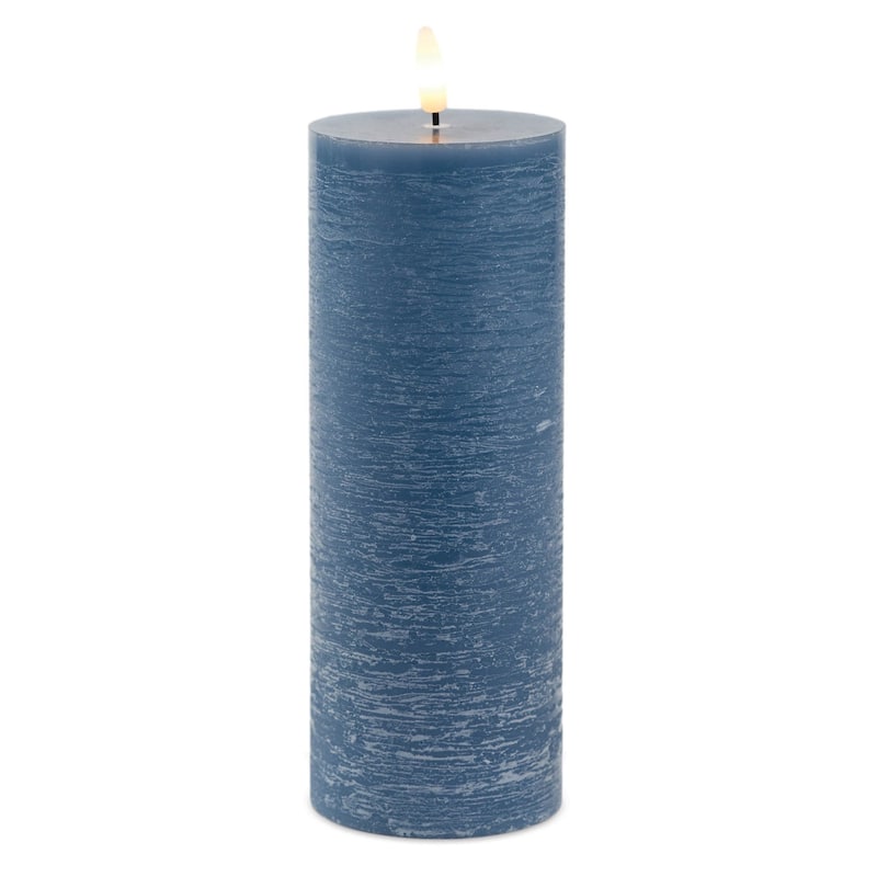 Set of Two Blue Flameless Pillar Candles