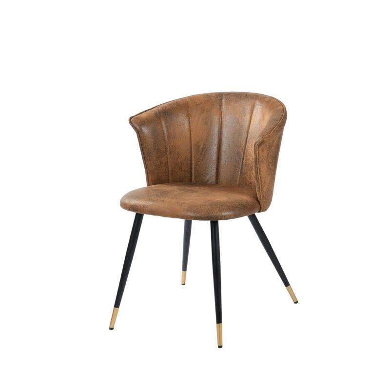 HomeRoots Set of Two Brown Black and Gold Upholstered Suede Dining Side Chairs - 21.20 in. x 29.30 in. x 20.00 in.