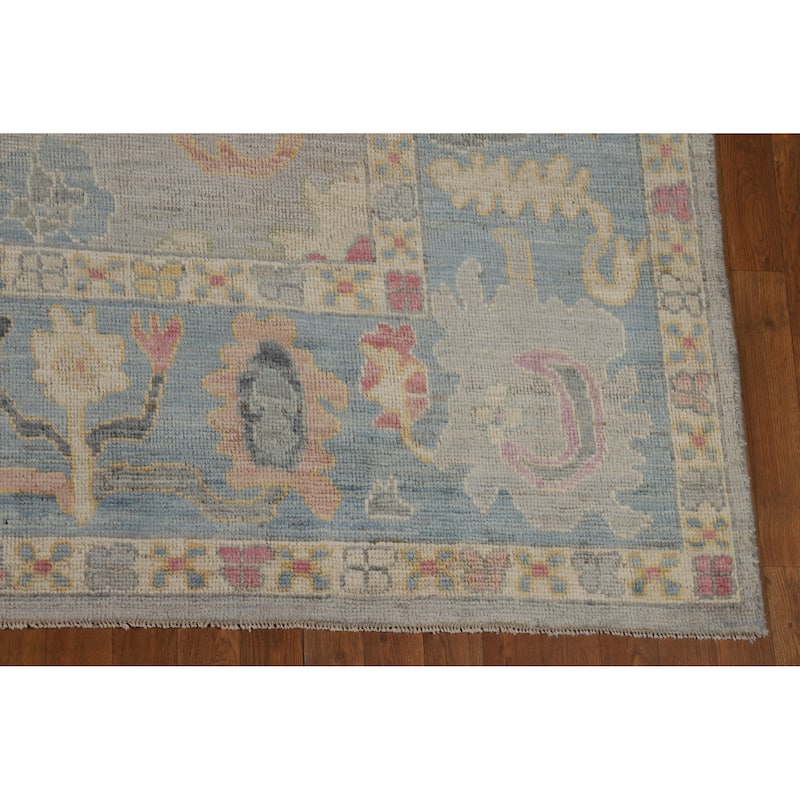 Hand Knotted Oriental 100% Wool Carpet Transitional All-Over Greys & Charcoal Oushak Area Rug - 11' 9'' X 9' 4''