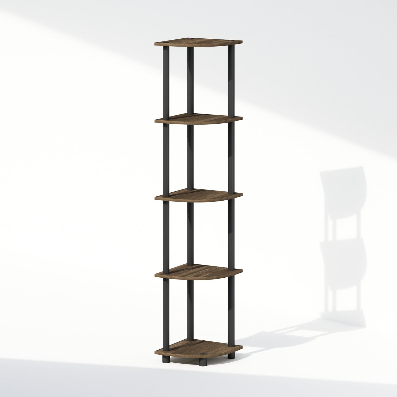 5 Tiers Wood Household Shelving Unit in Walnut/Black (11.6 in. W x 57.7 in. H x 11.6 in. D)