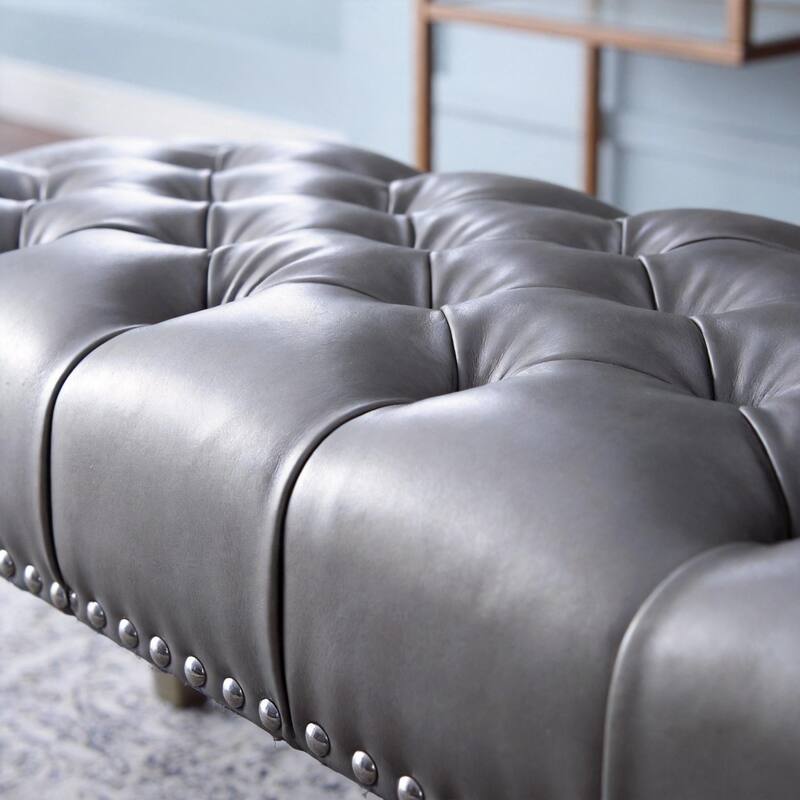 Roundhill Furniture Decor Maxem Tufted Upholstered Seat with Nailhead Trim Bench