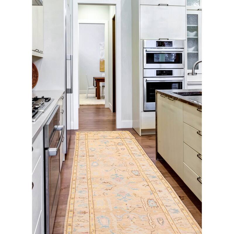 ECARPETGALLERY Hand-knotted Modern Oushak Tan Wool Rug - 3'2 x 20'0