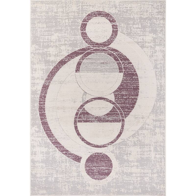 Cairo Collection Transitional Geometric Area Rug - 2' x 3' - Bone/Light Purple