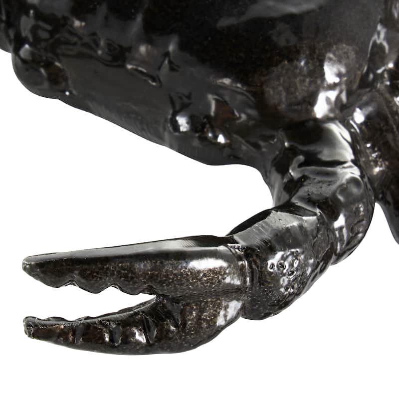 Black Aluminum Metal Crab Decorative Sculpture (Set of 2)