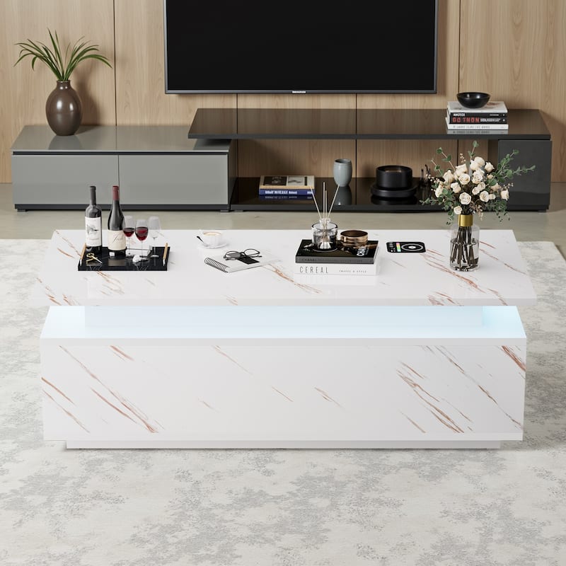 Pocassy 47.2 Inches Living Room Tables with 24 Colors LED Lights