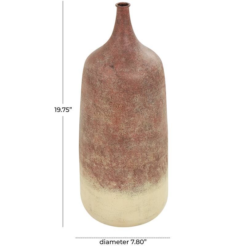 Copper Metal Distressed Textured Ombre Vase with Cream Accent