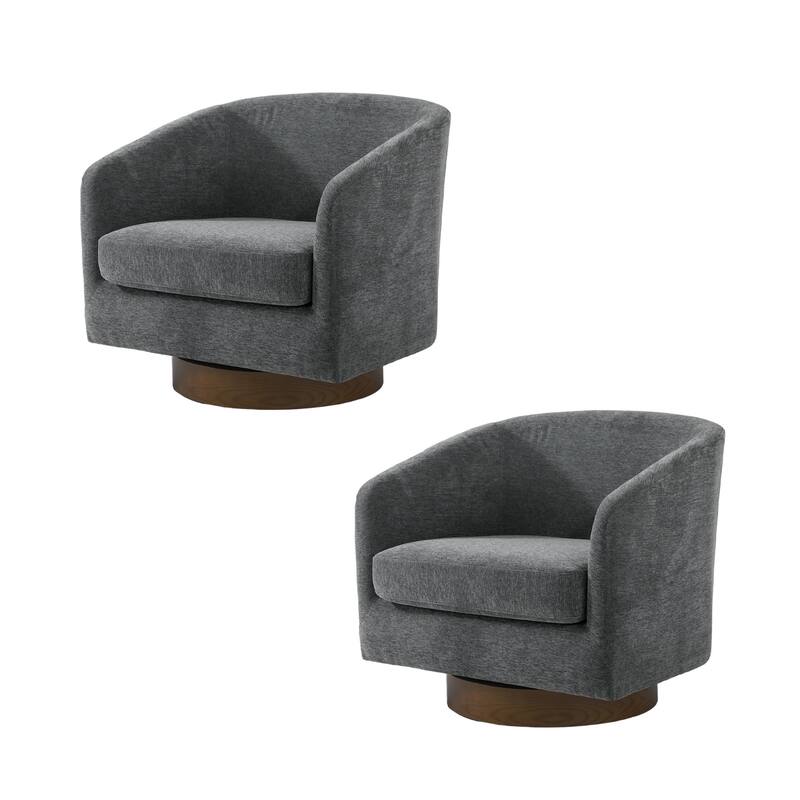 Modern Linen Chenille 360°Swivel Barrel Chair