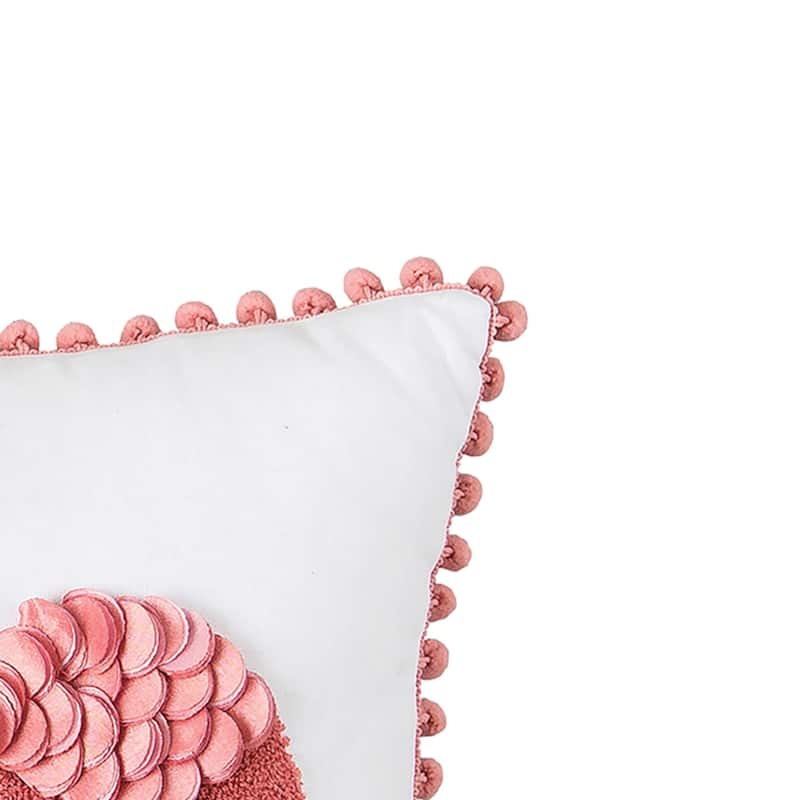 Flamingo Friends Dimensional Throw Pillow with Pom Poms