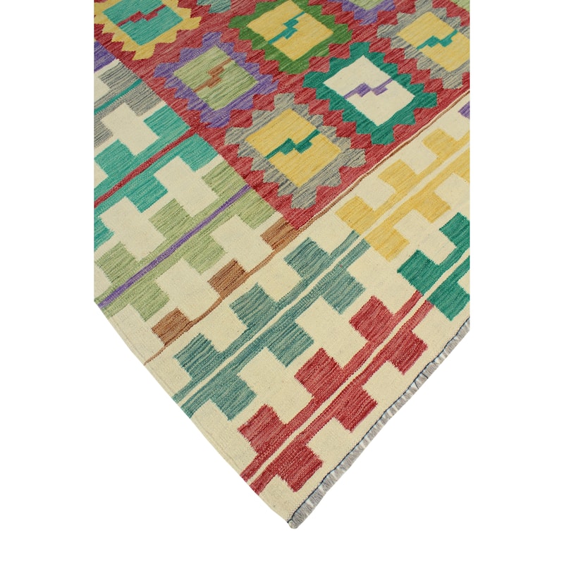 Modern Flatweave Lang Red/Ivory Rug - 5'6" x 8'2"