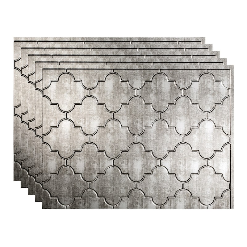 FASÄDE Monaco Decorative Vinyl Backsplash Panel - 5 Pack - Crosshatch Silver
