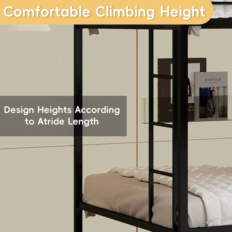 Multi-Functional Metal Bunk Bed, No Box Spring Needed, Bunk Bed Frame for Aldults Dorm Bedroom Guest Room