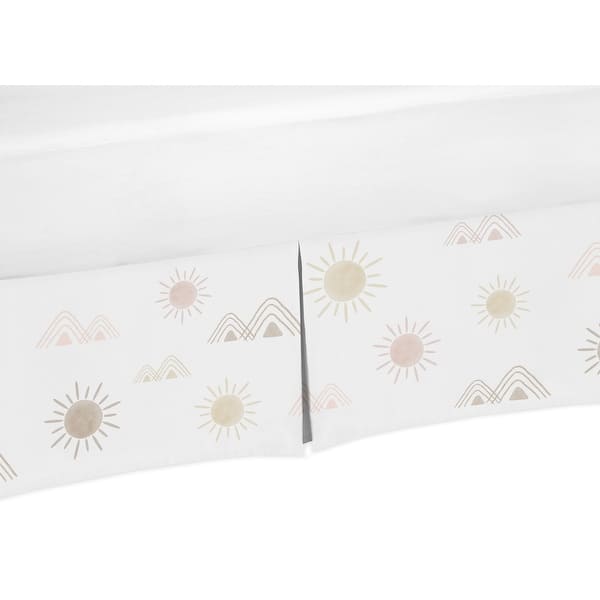 slide 1 of 1, Boho Desert Sun Girl Crib Bed Skirt - Blush Pink Mauve Gold Taupe Bohemian Watercolor Mountains Southwest Nature Outdoors