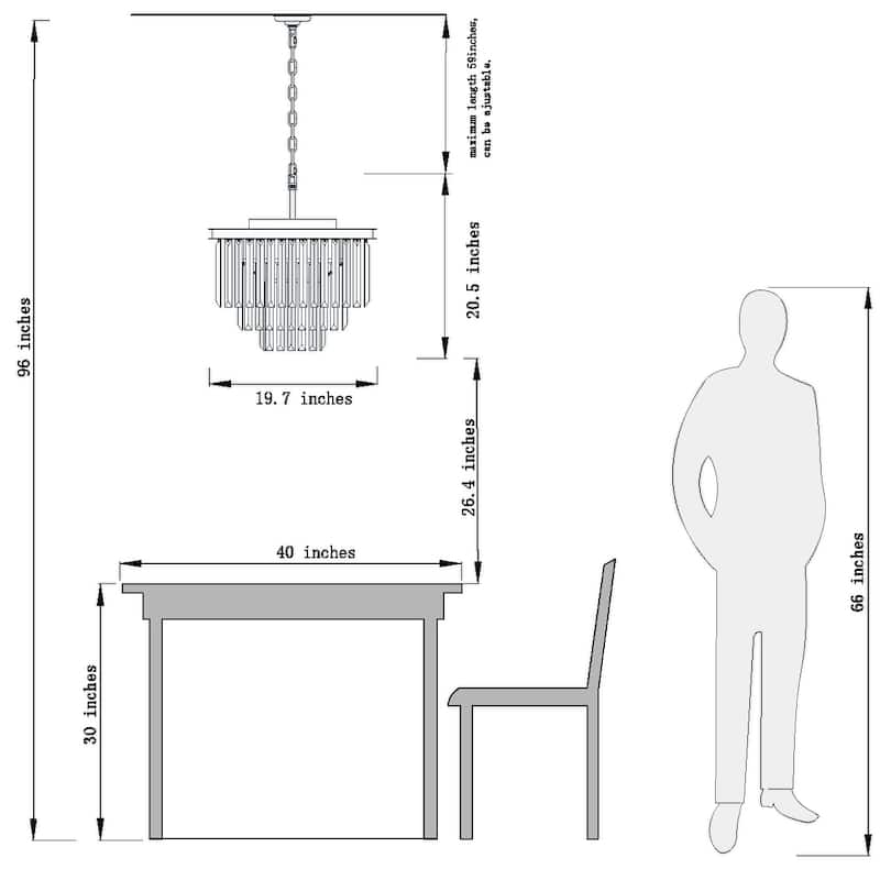 6-Lights Mid-Century Modern 3-Tier Round Fringe Crystal Chandelier