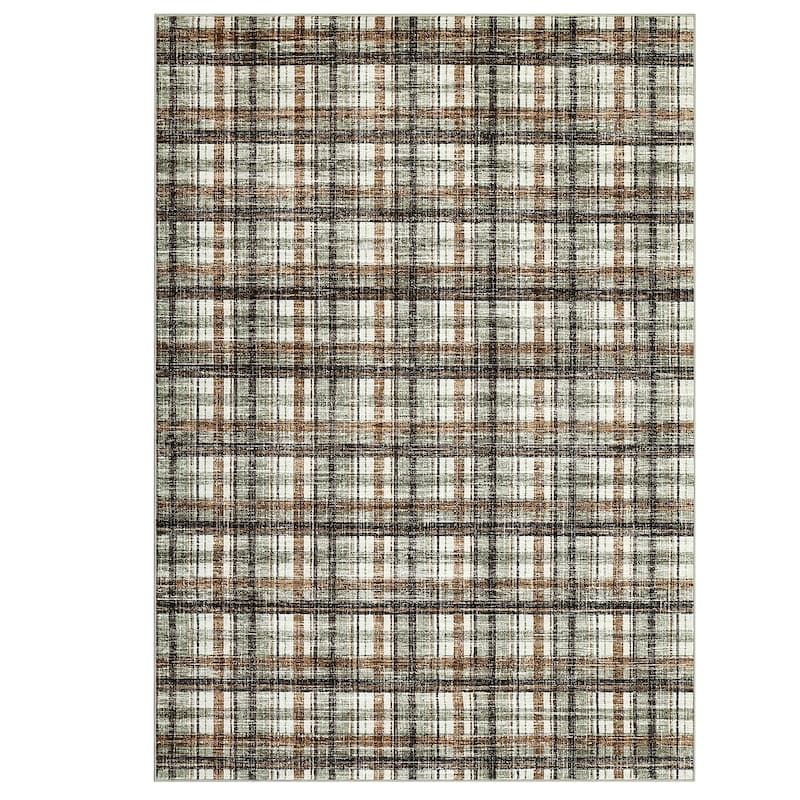 Garvee Timeless Check Washable Area Rug