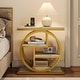preview thumbnail 18 of 46, Industrial 4-tier Wood Narrow Side End Table with Storage Shelves