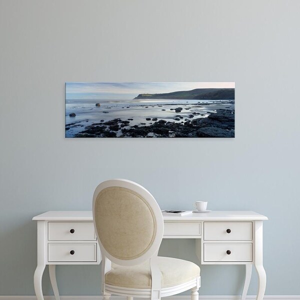 Easy Art Prints Panoramic Image 'Beach, Robin Hood's Bay, North Yorkshire, England, United Kingdom' Canvas Art