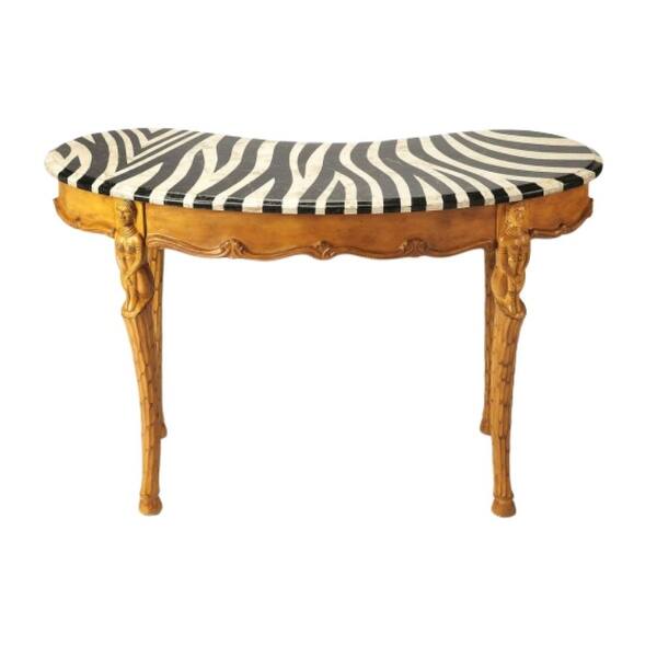 Shop Transitional Kidney Shaped Wooden Writing Desk In Heritage