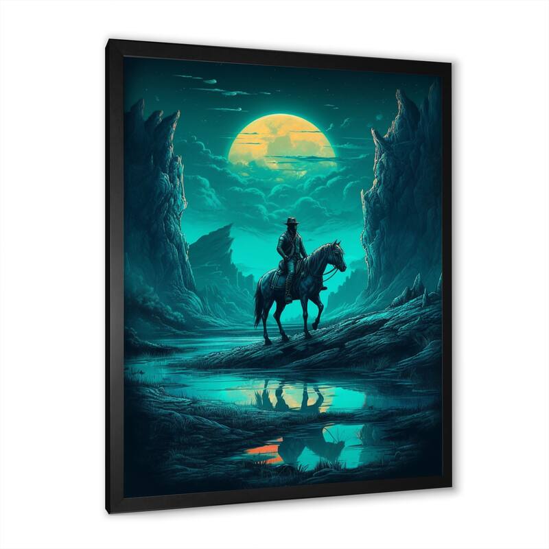 Designart "Night Rider Iii" Men Framed Canvas Wall Art