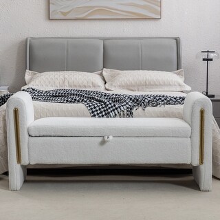 Modern 53" Velvet Storage Bed Bench with Wood Legs, Safety Hinge, Supports up to 300lbs