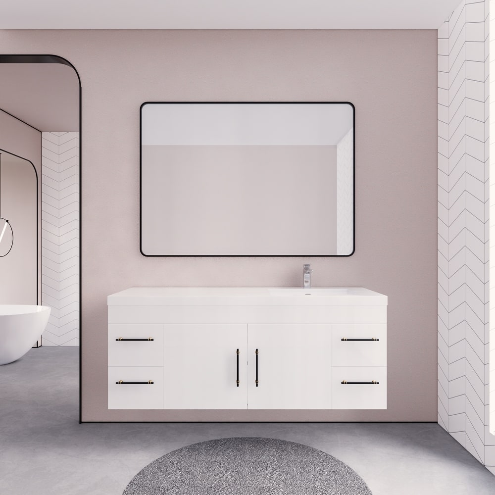 Eliza 60'' Wall Mounted Vanity with Single Sink on the Right