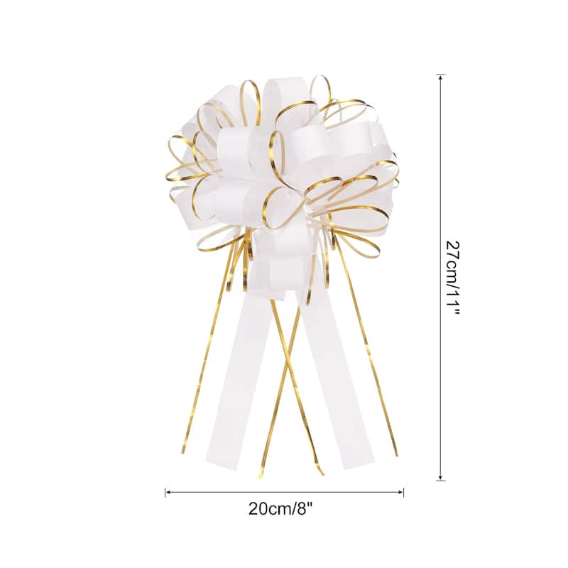 10pcs 6" Large Pull Bow Organza Gift Wrapping Bows Ribbon for Wedding - White - 8 Inch
