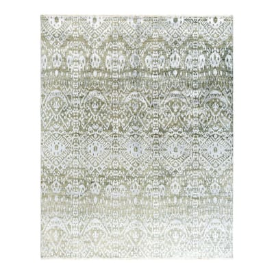 Ikat One-of-a-Kind Handmade Area Rug - Ivory, 8' 0" x 10' 0" - 8' 0" x 10' 0"