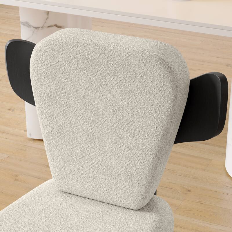 Corvus Delhi Teddy Fabric Upholstery Dining Chairs with Wood Legs (Set of 2)