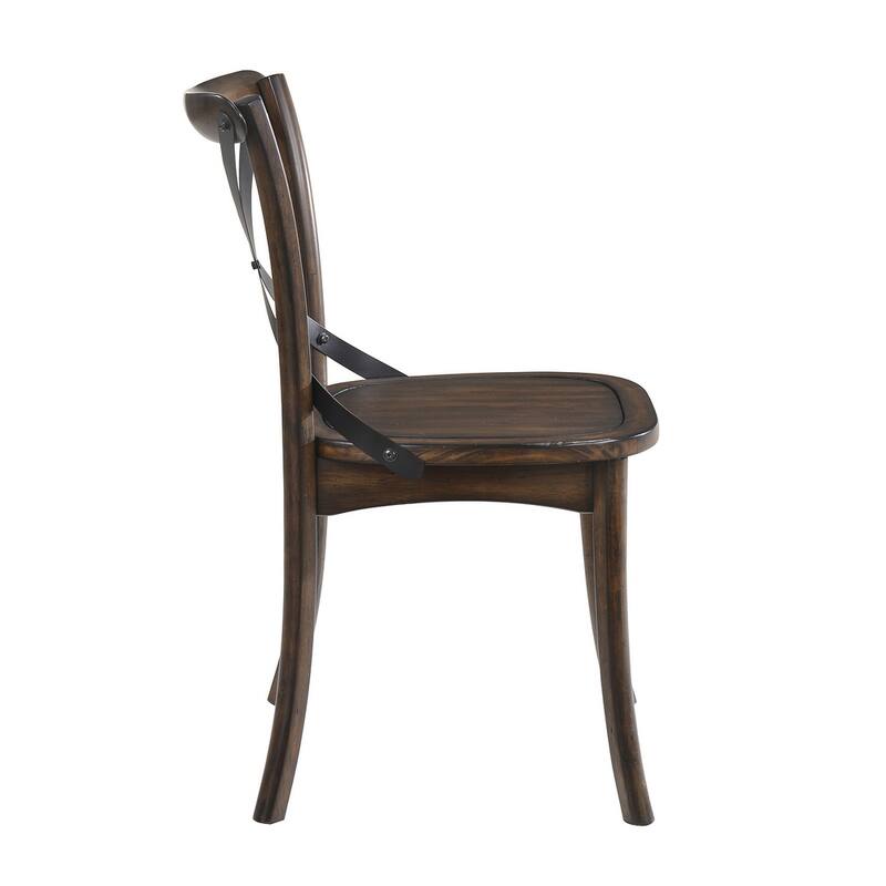 Merken Dark Oak and Black Side Chair with X Shape Back (Set of 2)