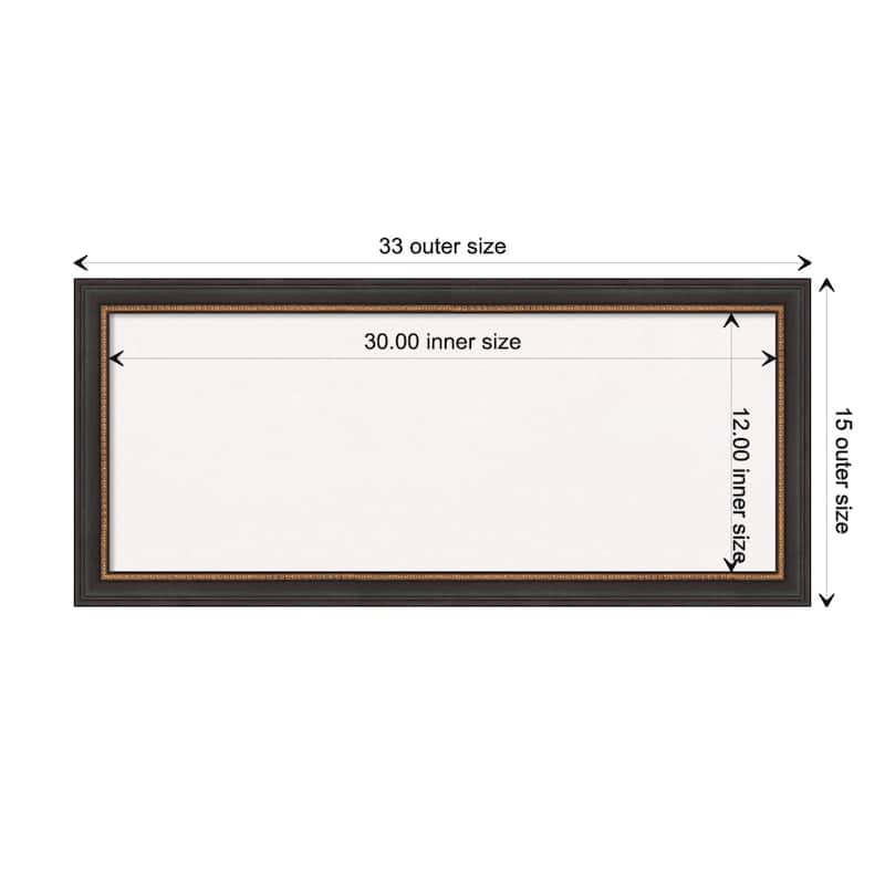 Ashton Black Wood Framed White Corkboard Bulletin Board, Organization Board, Pin Board - Board Size 30x12