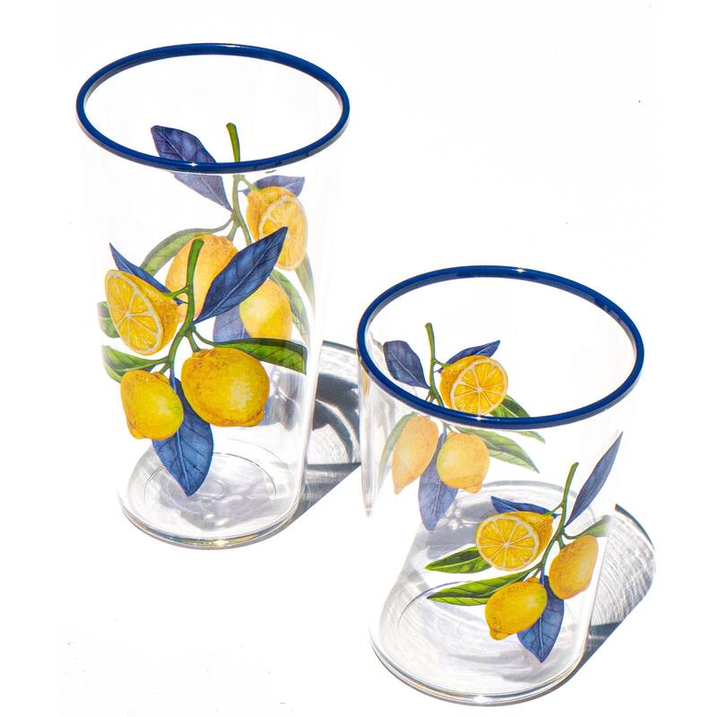 Abode Homewares Lemon Orchard Acrylic Drinking Glass - Yellow - Set of 6