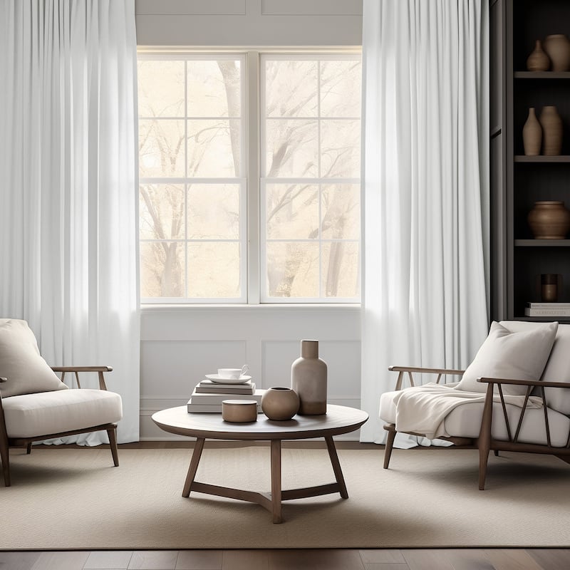 Exclusive Fabrics Summer Solid Linen Blend Rod Pocket Light Filtering Curtains For Bedroom & Living Room Curtains (2 Panels)