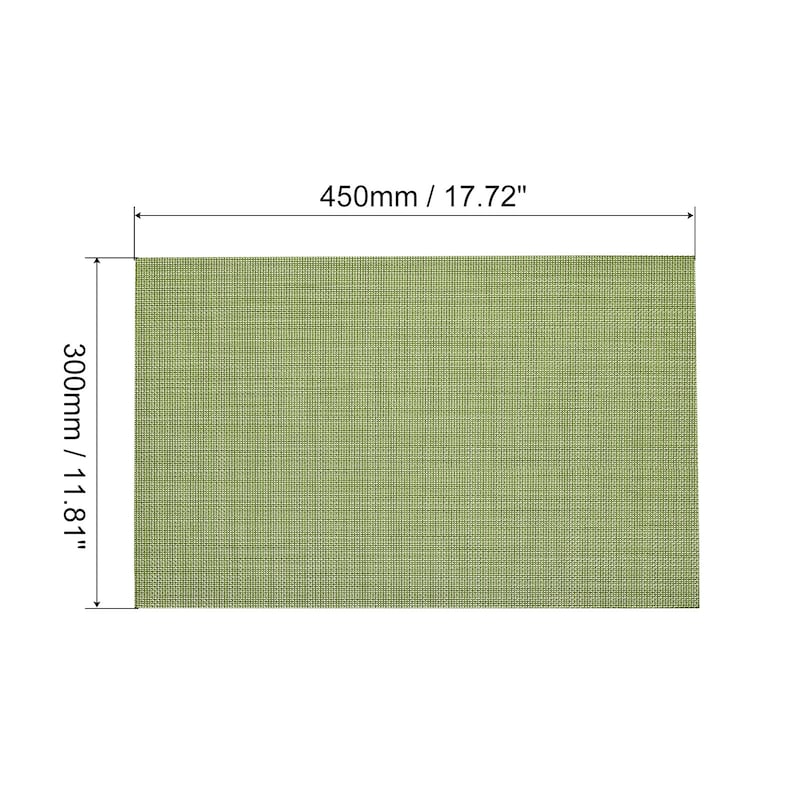 Place Mats, 450x300mm Table Mats Set of 8 PVC Washable Woven Placemat - Grass Green