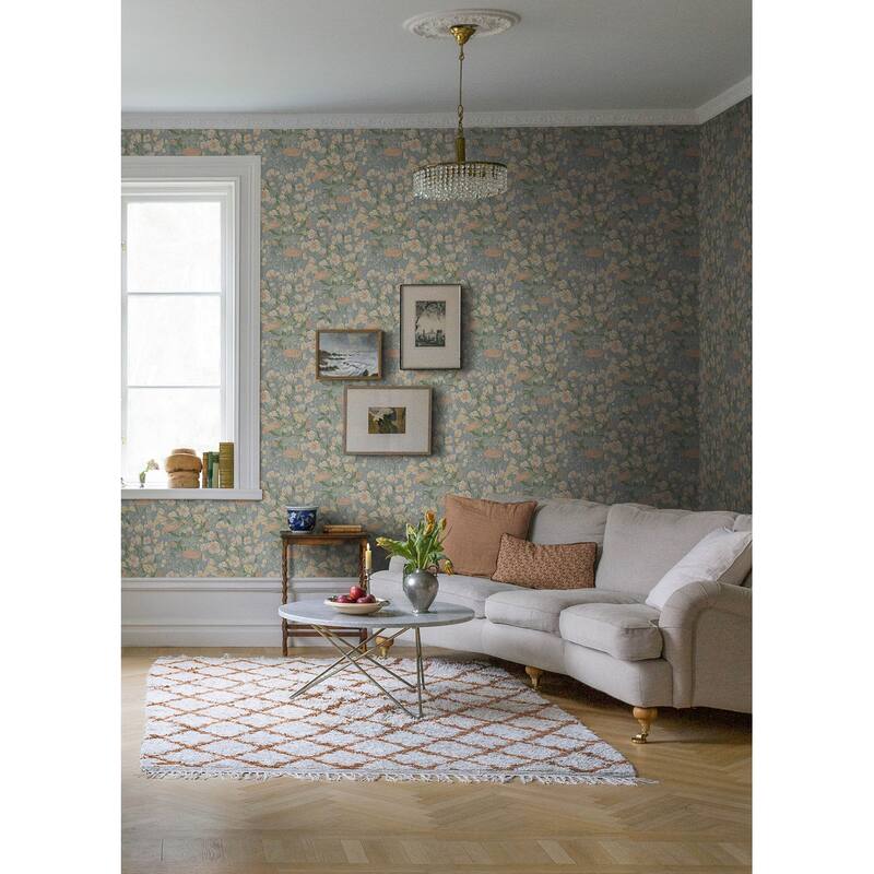 A-Street Prints Hava Coral Meadow Flowers Wallpaper