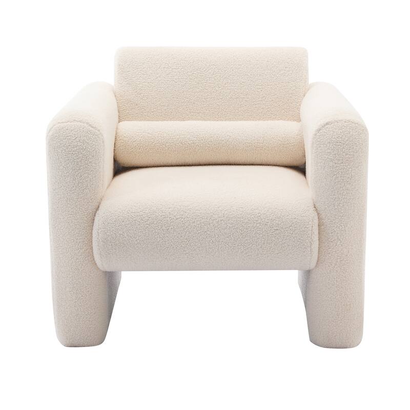 Accent Chair Lambskin Sherpa Fabric Upholstered