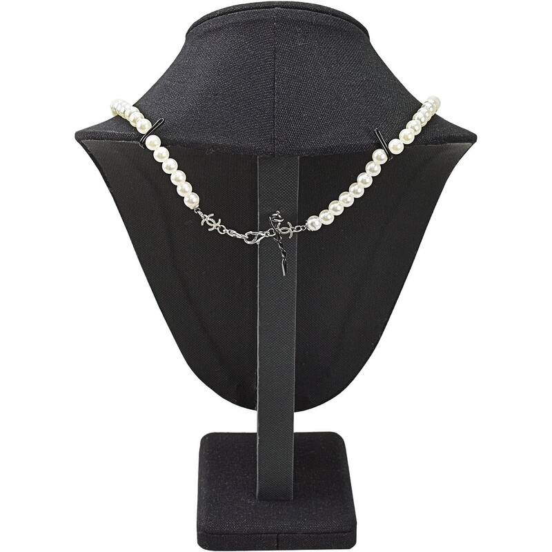 Linen Covered Wood Necklace Bust Display Stand - S